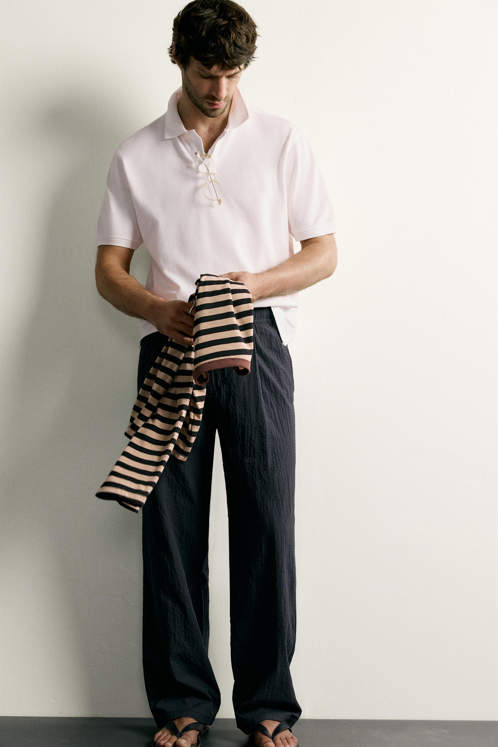 Мужские брюки Zara STRAIGHT FIT SEERSUCKER PANTS — фото 6