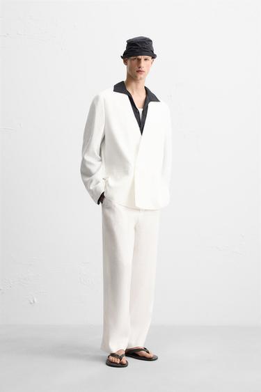 100% LINEN SUIT TROUSERS - White by Zara
