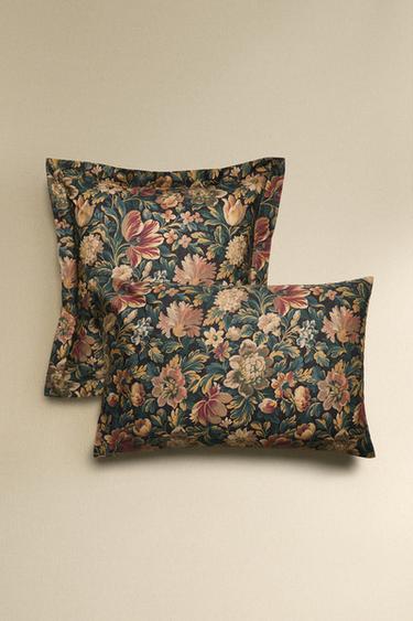 FLORAL PRINT PILLOWCASE - MIDNIGHT BLUE by Zara - Image 0