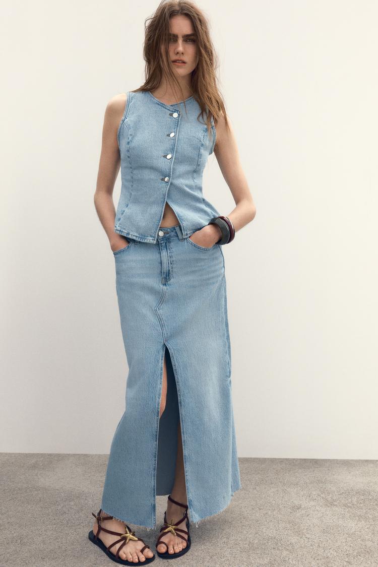 Z1975 DENIM WAISTCOAT Light blue ZARA Australia - Main Image