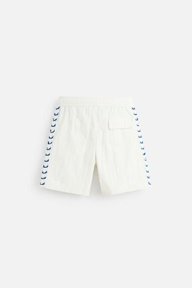 WAVY LONG SWIMMING TRUNKS - Ecru by Zara - Image 1