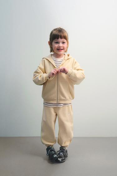 Zara LOGO FLEECE JOGGER PANTS - Butter