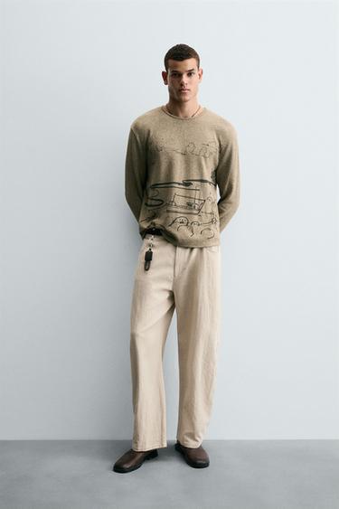 SUÉTER RELAXED FIT ESTAMPAS FILIPE JARDIM X ZARA - Cru / Castanho da Zara - Imagem 0