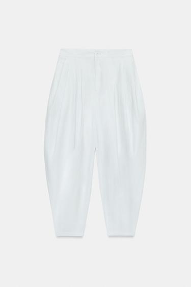 PANTALON AMPlE À PLIS - Gris bleu de Zara - Image 5