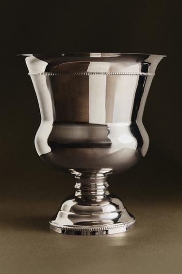 LARGE STEEL WINE GLASS VASE - Silver by Zara
