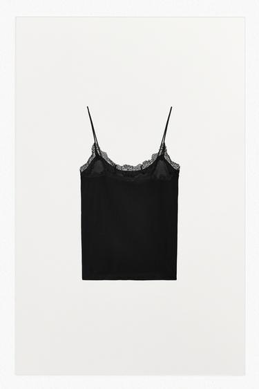 SHEER LACE TOP - Black by Zara