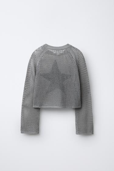 STAR MESH SWEATER - Mid-grey by Zara - Image 1