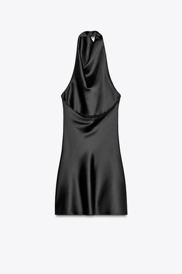 SATIN HALTER MINI DRESS - Black by Zara - Image 6