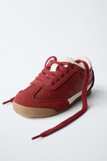 TENNIS EN CUIR COMBINÉ - Rouge de Zara - Image 2