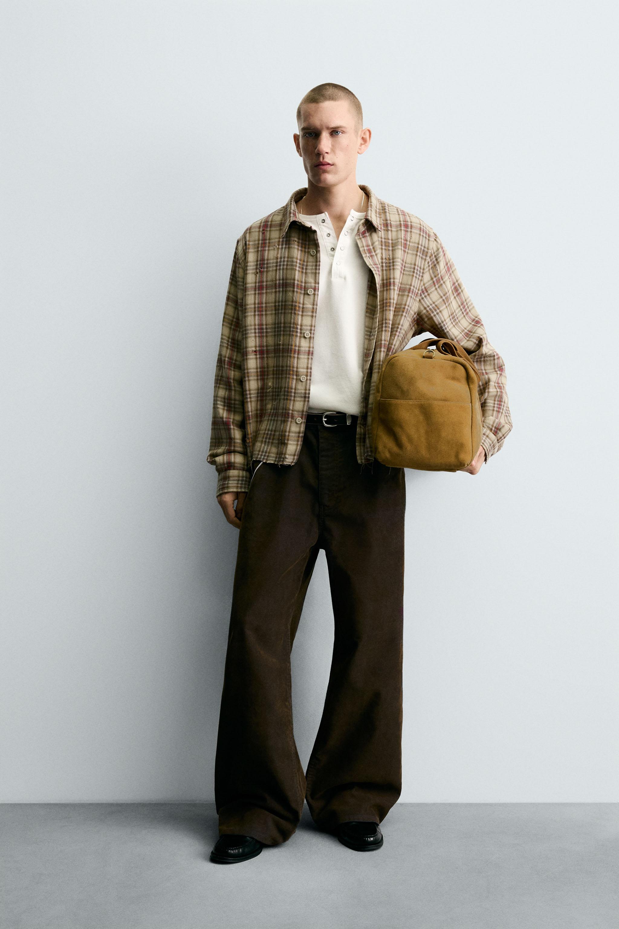 PLAID SHIRT WITH DISTRESSED EFFECTS