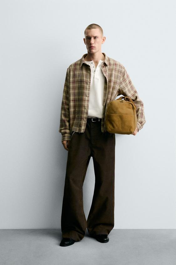 PLAID SHIRT WITH DISTRESSED EFFECTS