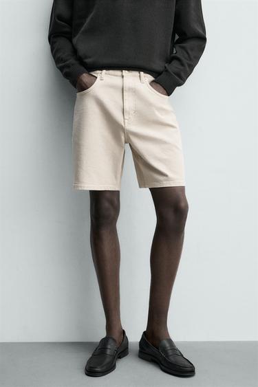 REGULAR FIT DENIM BERMUDA SHORTS - Ecru by Zara - Image 4