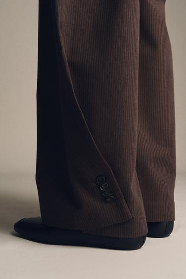 PANTALON À RAYURES ZW COLLECTION - marron chiné de Zara - Image 3