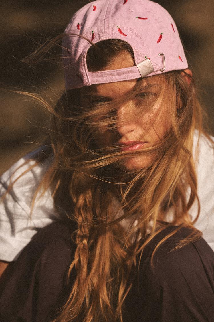 TWILL CAP WITH PEPPER EMBROIDERY Pink ZARA Australia