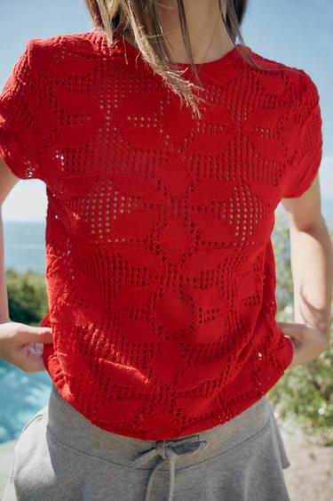 TOP DE MALHA ESTRUTURADO - Vermelho da Zara