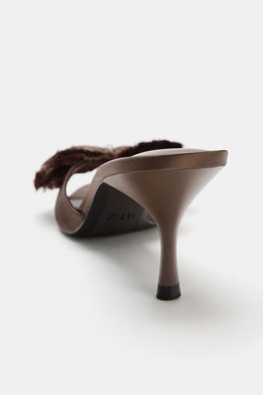 SATIN EFFECT HEELS - Chocolate Brown by Zara - Image 4