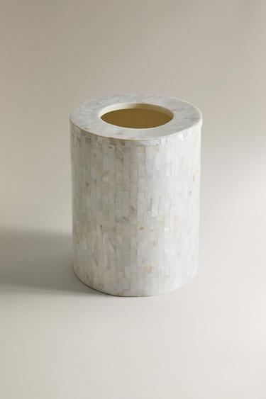 MOTHER OF PEARL EFFECT BATHROOM BIN - Light beige by Zara - Image 1