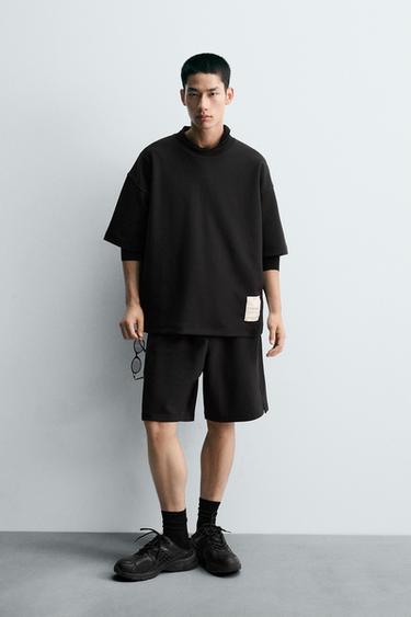 QUẦN SHORT BERMUDA DỆT INTERLOCK ĐÍNH NHÃN - Màu đen từ Zara