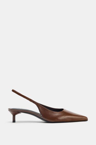 SAPATO KITTEN DE COURO - Marrom da Zara - Imagem 0