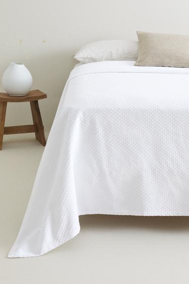 BEDSPREAD WITH POLKA DOT DESIGN - White by Zara - Image 3