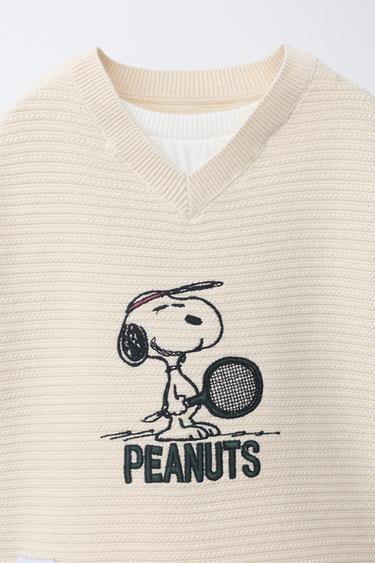 SNOOPY PEANUTS™ EMBROIDERED KNIT WAISTCOAT - Ecru by Zara - Image 2