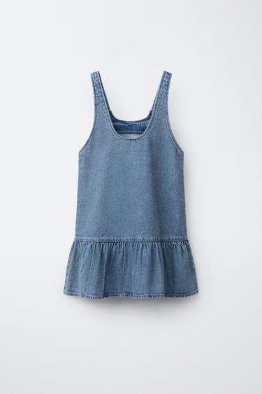 DENIM DRESS WITH EMBROIDERED FLOWERS - Blue by Zara - Image 1