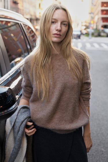 WOOL AND ALPACA JUMPER - Brown / Taupe by Zara