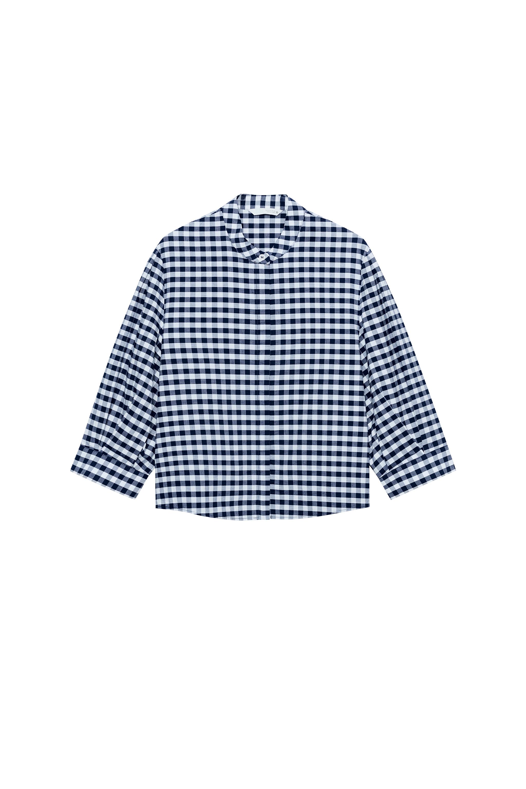 ZW COLLECTION GINGHAM SHIRT - White / Navy | ZARA United States