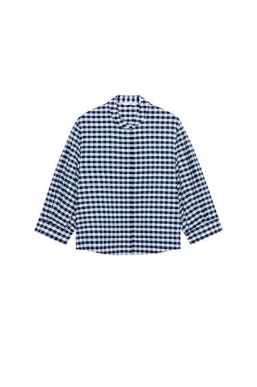 ZW 컬렉션 깅엄 체크 셔츠 - Zara 화이트 / 네이비