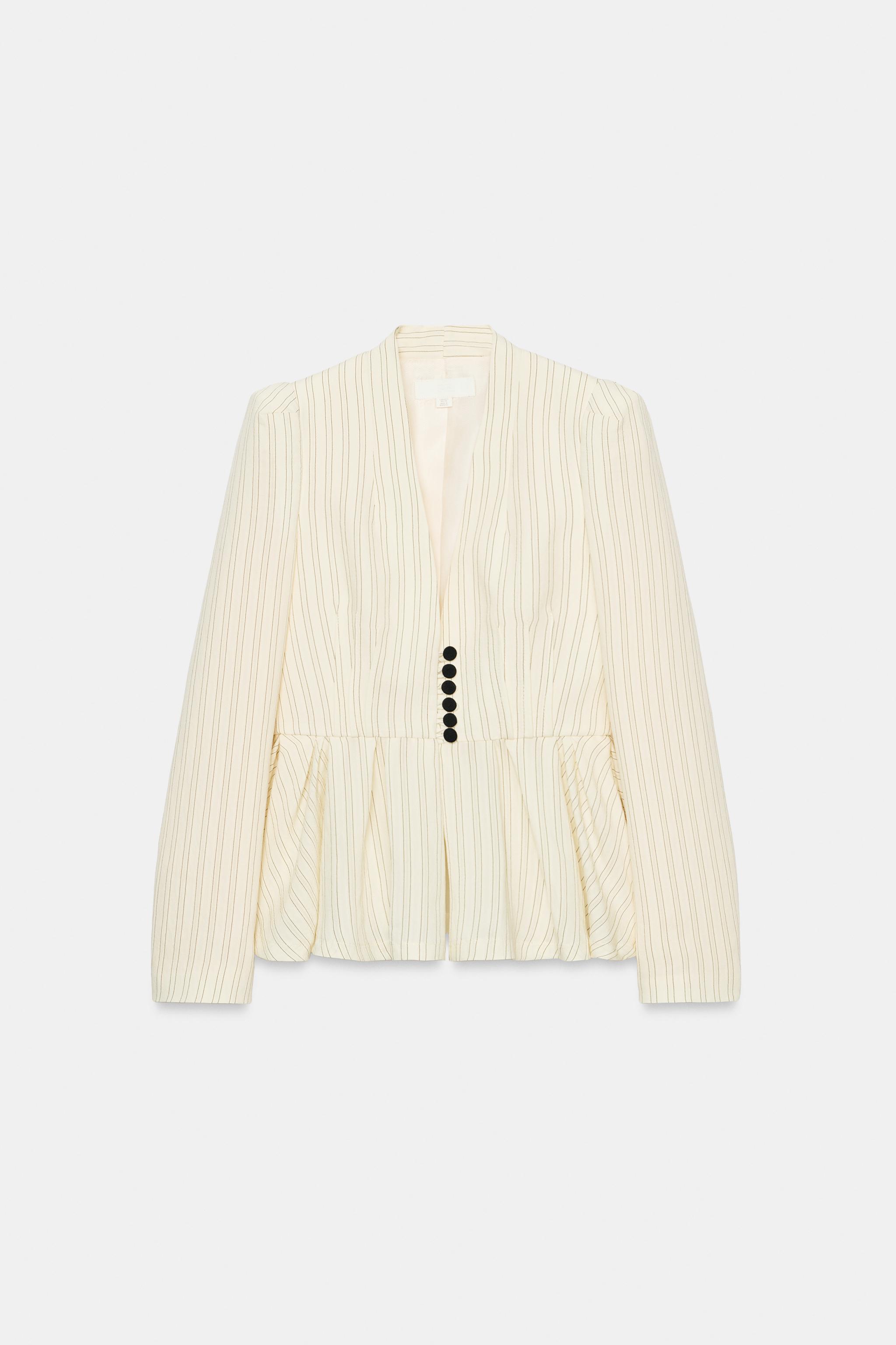 Zara Çizgili Vücuda Oturan Blazer görsel 5