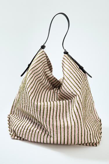 Zara SHINY APPLIQUE SHOPPER BAG - Pink