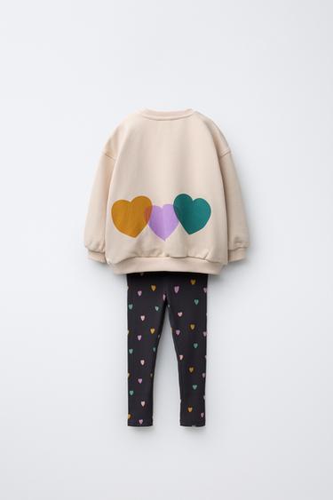PRINTED SWEATSHIRT AND LEGGINGS SET - Dark beige by Zara - Image 1