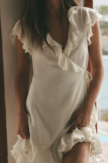 ROBE COURTE À VOLANTS - Blanc de Zara - Image 2