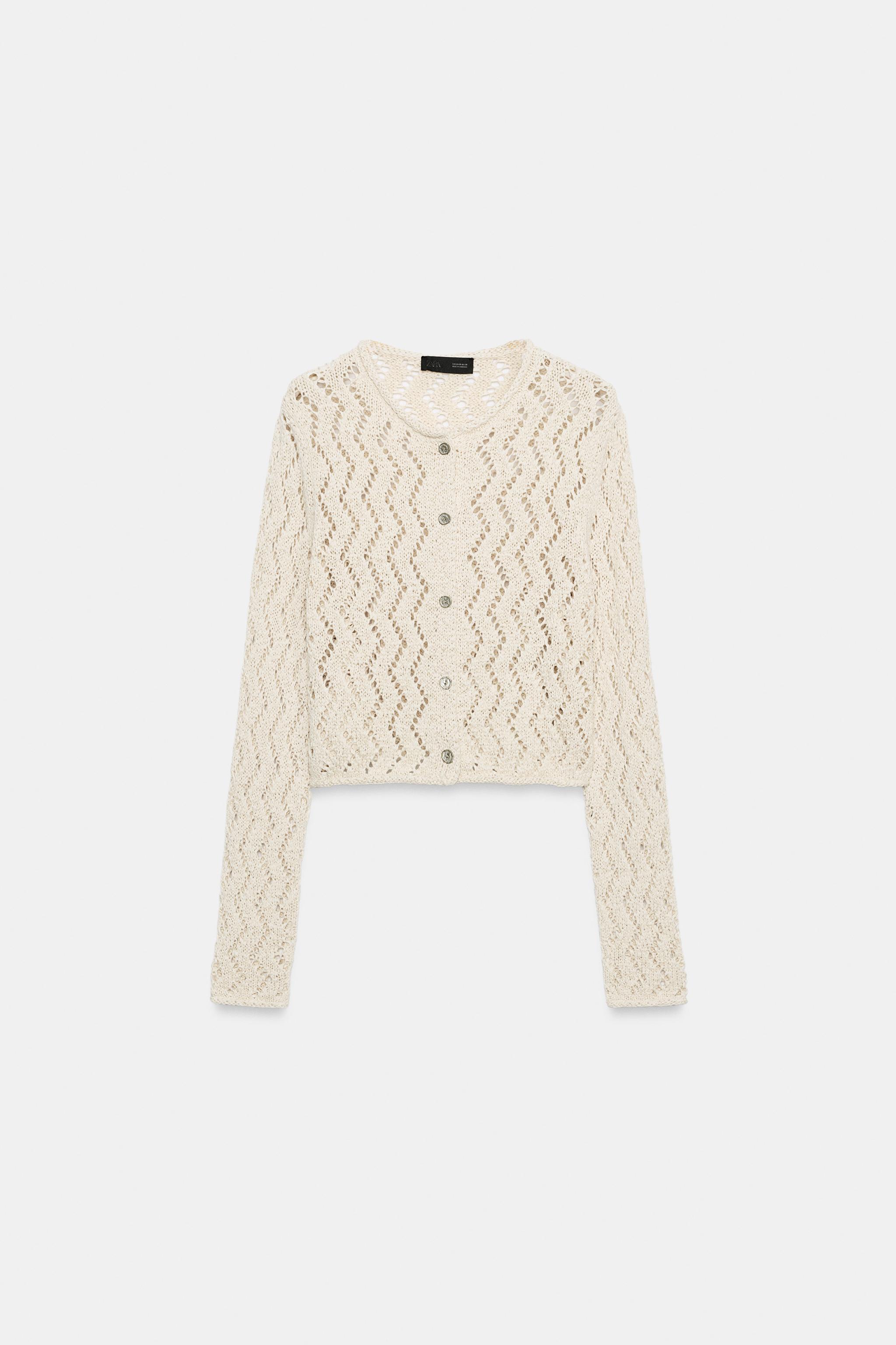 GILET EN MAILLE AJOURÉE ZIGZAG