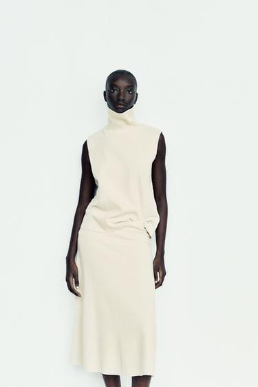 SOFT VOLUMINOUS MIDI SKIRT - Ecru by Zara