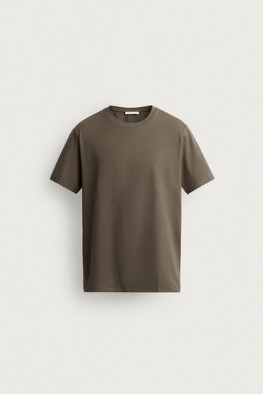 CAMISETA SLIM FIT - Marrom-claro da Zara