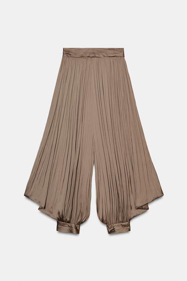 ZW COLLECTION PLEATED VOLUME TROUSERS - Brown by Zara - Image 3