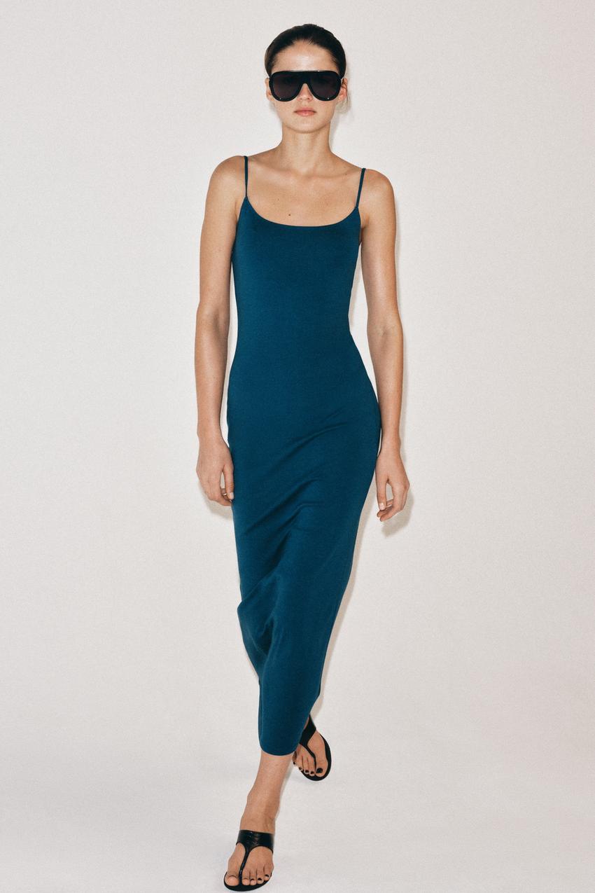 MIDI STRAPPY DRESS - Duck blue | ZARA United States MIDI STRAPPY DRESS - Duck blue | ZARA United States