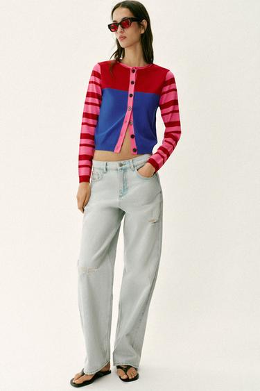 Zara COLOR BLOCK CARDIGAN - Multicolored - Image 0
