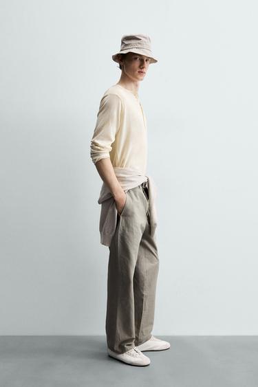 RELAXED FIT TROUSERS WITH TAB - Grey green by Zara - Image 3