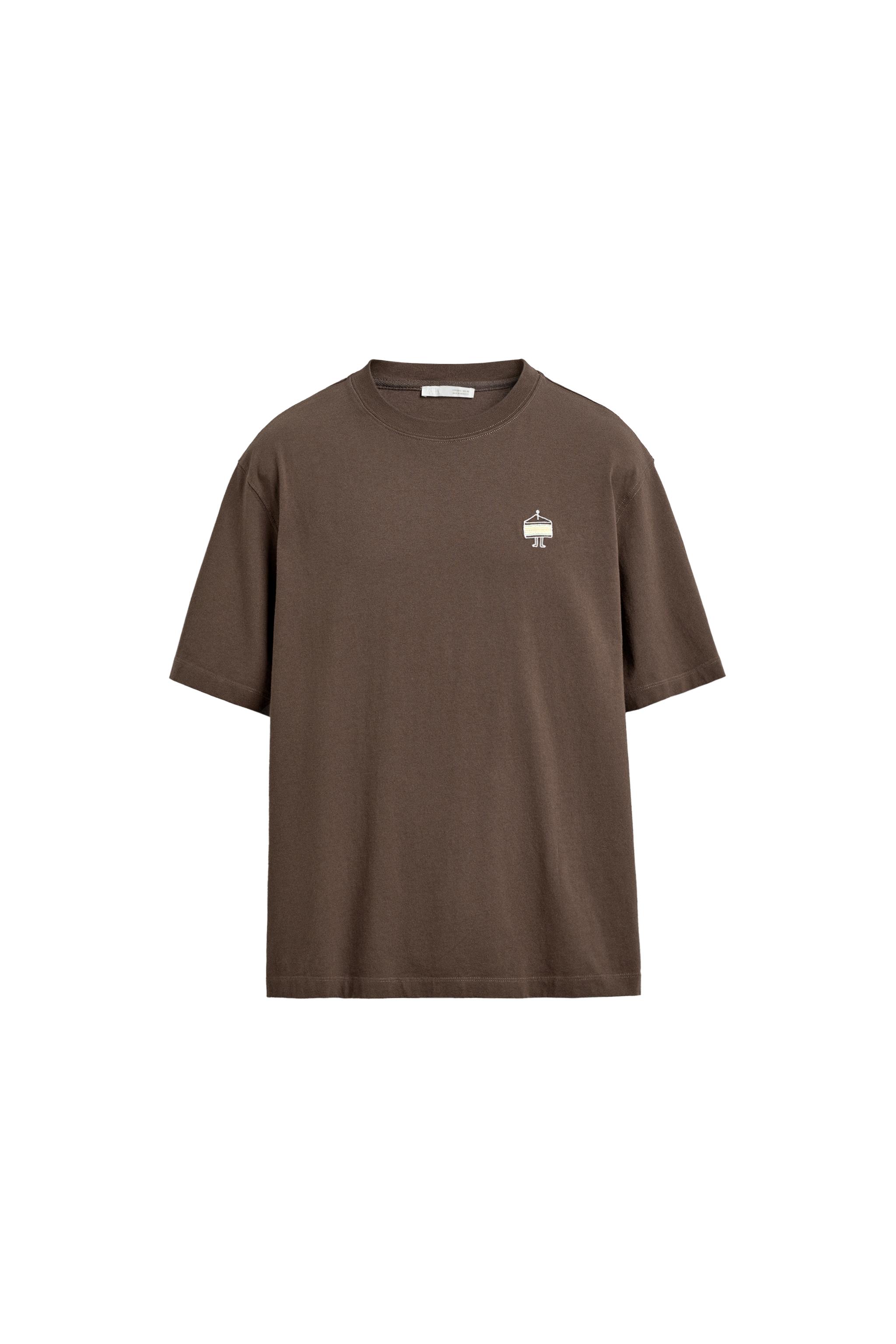 EMBROIDERED SANDWICH T-SHIRT - Light brown | ZARA United States