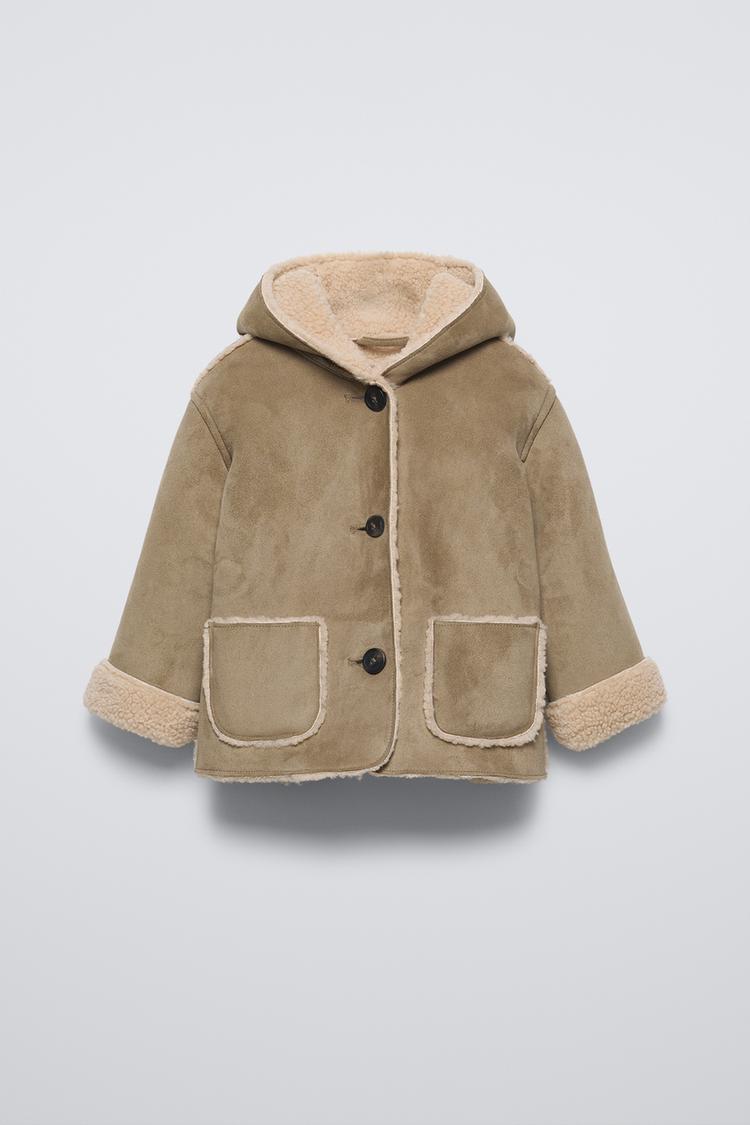 ABRIGO DOBLE FAZ CAPUCHA Khaki oscuro ZARA Chile