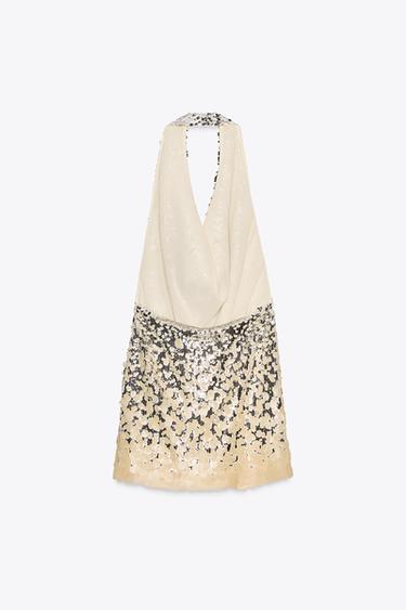 FUSTAN HALTER ME TEMINA ZW COLLECTION - Argjend nga Zara