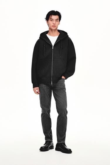 Zara 潛水布效果連帽運動衫 - 深灰色