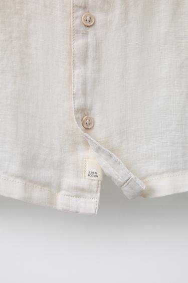 100% LINEN SHIRT - Light beige by Zara - Image 3