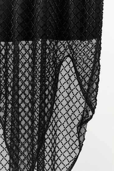 BEADED ASYMMETRIC DRESS - Black by Zara - Image 7
