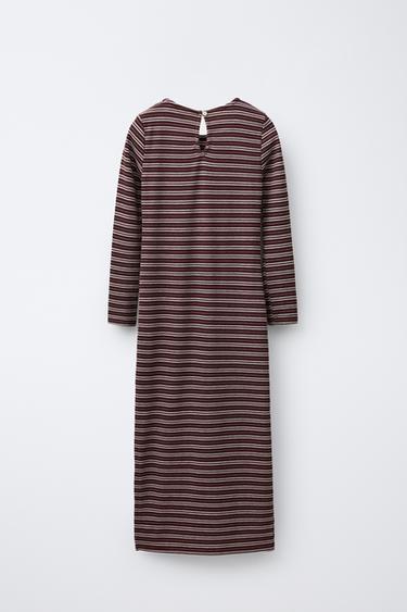 ROBE LONGUE CÔTELÉE À INSCRIPTION - Bordeaux de Zara - Image 1