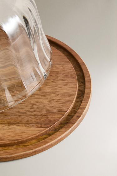 WOODEN CAKE STAND WITH GLASS DOME - Brown by Zara - Image 2