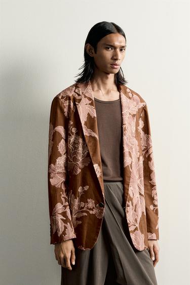 BLAZER RELAXED FIT ESTAMPADO LINHO - ALGODÃO LIMITED EDITION - estamp-1 da Zara