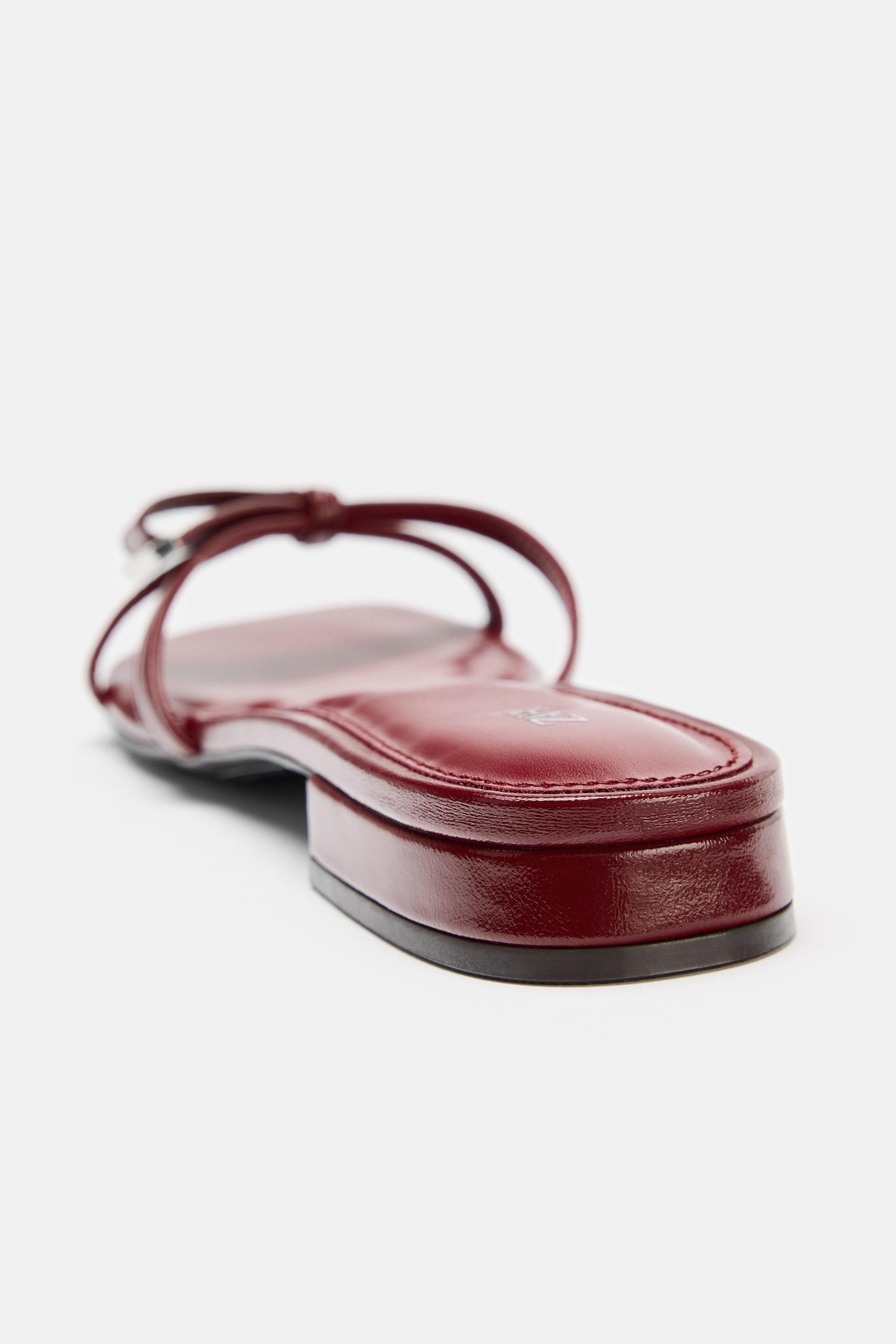 Женские сандалии Zara BOW DETAIL FLAT SANDALS — фото 4
